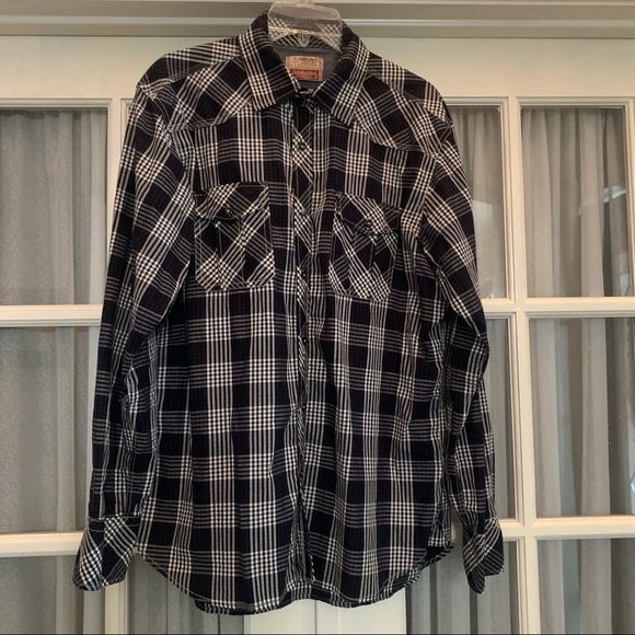 super bad shirt Co Other - SUPER BAD SHIRT CO navy and black plaid long sleeve button-down shirt Size L